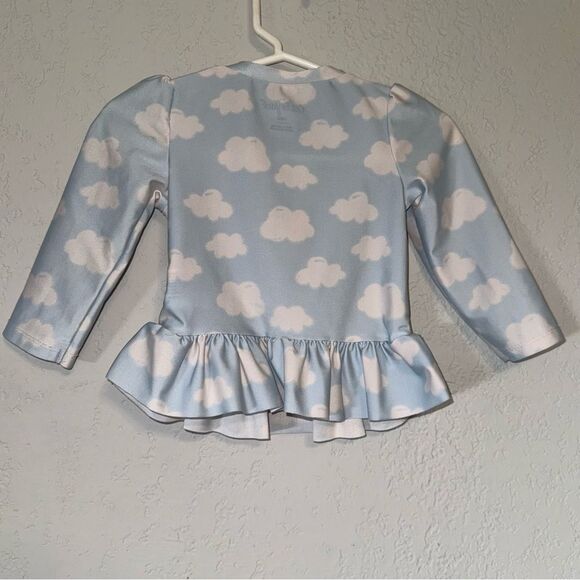 Kid's Cat & Jack Blue Cloud Long Sleeve Rashguard Swim Top - Picture 7 of 7